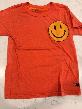 Aviator Nation Orange Kids Smiley Chest Tee